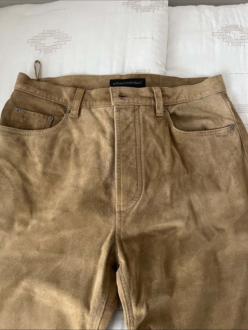 Banana Republic Men's Leather ( suede) Pants in Tan Brown   (Lined)  33 x  32